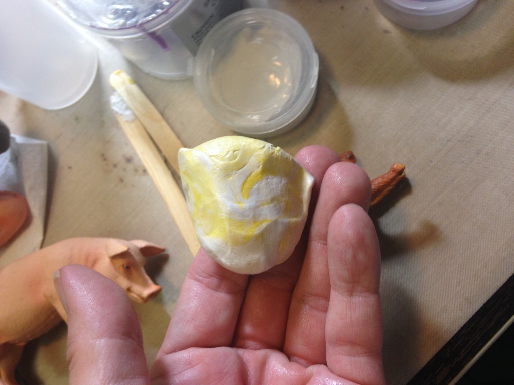 mixing the putty