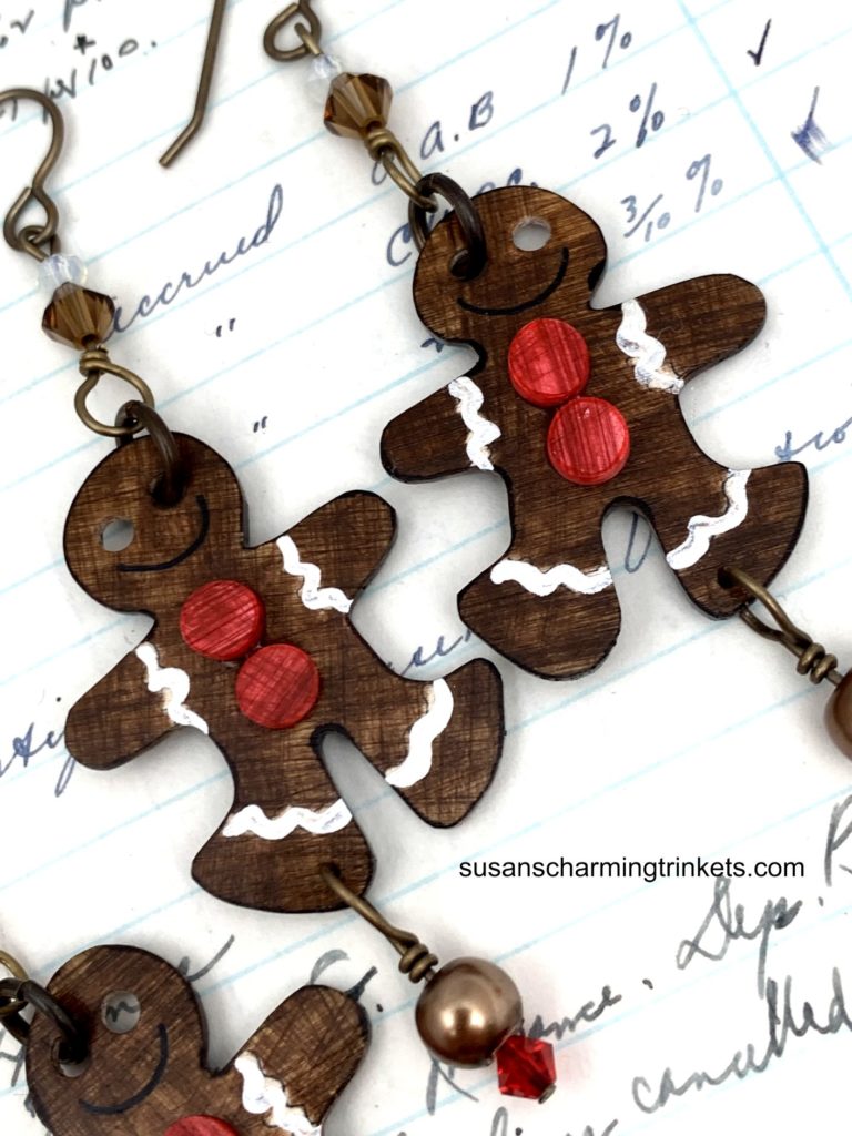 Close-up of the Ginger Bread man earrings