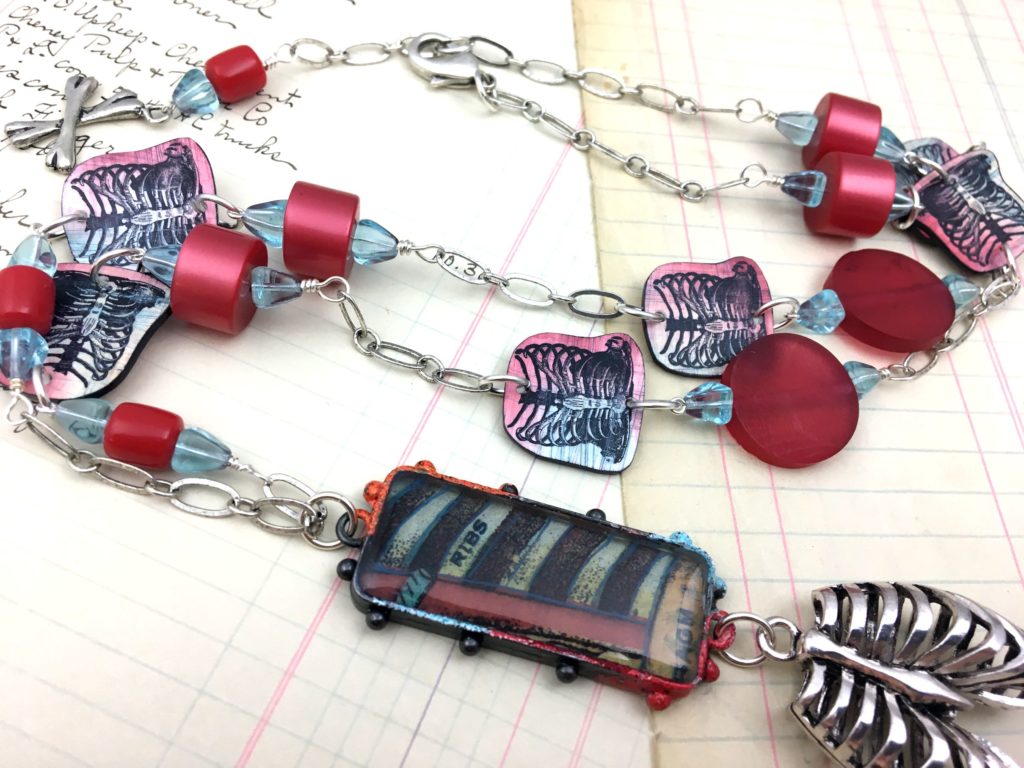 Ribcage in Red Necklace