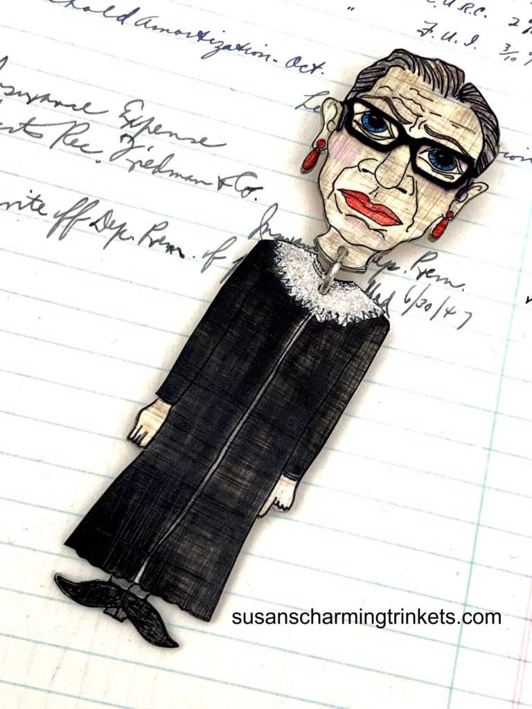 Ruth Bader Ginsberg in gown pin