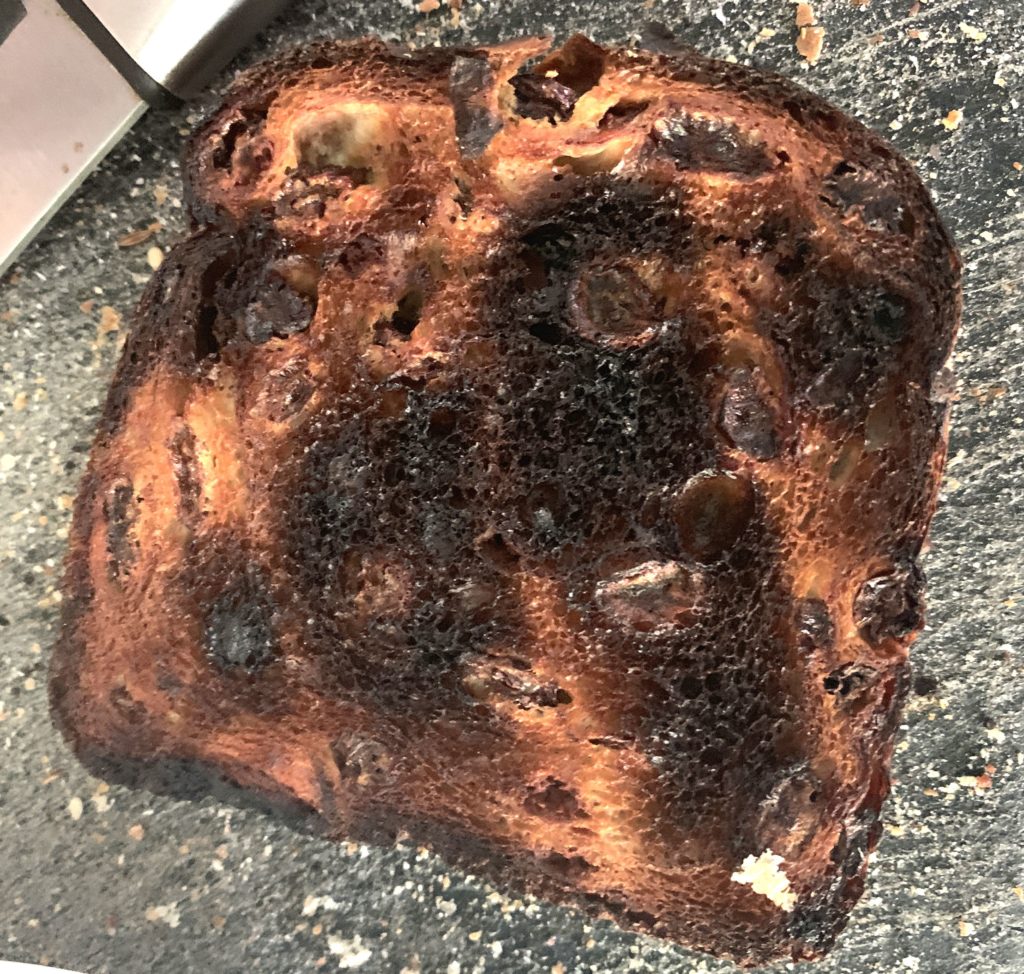 Burnt raisin toast