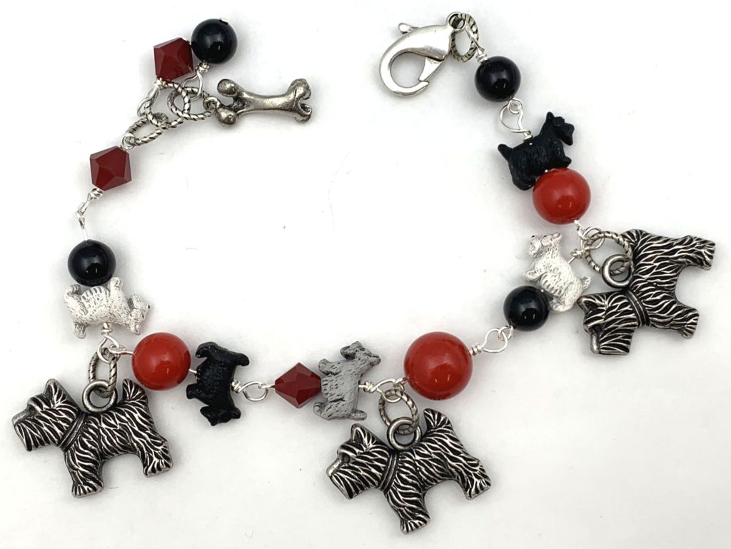Scotty dog red and black bracelet